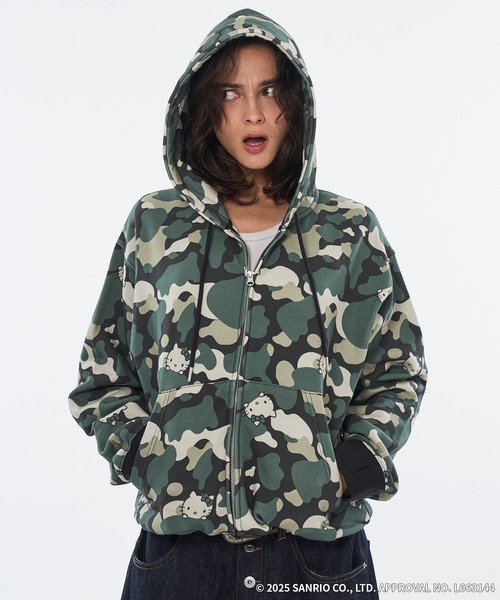 【雪見だいふく】バイマイティ　カモフラジャケット　ディアシスター セール】A LOT OF“HELLO KITTY” DOUBLE ZIP HOODIE（パーカー）｜WISH