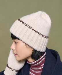 FREAK'S STORE | 配色 ブランケットステッチ ニットキャップ(ニットキャップ/ビーニー)