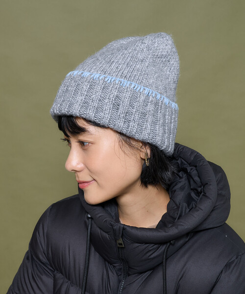 FREAK'S STORE(フリークスストア)の「配色 ブランケットステッチ ニットキャップ(ニットキャップ/ビーニー・レディース・オフホワイト/グレー・ONE SIZE)」の13枚目の写真