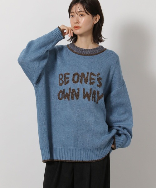 LAKOLE（ラコレ）の「ロゴモールジャガードニットプルオーバー / 602318（ニット/セーター・レディース・レッド/ブラック/ライトブルー/オフホワイト・FREE）」の3枚目の写真