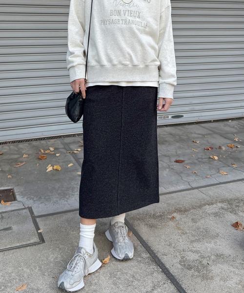 LBC(エルビーシー)の「ジャージメルトンIラインスカート(スカート・レディース・ベージュ/チャコール/グレー/カーキ・M/L)」の3枚目の写真