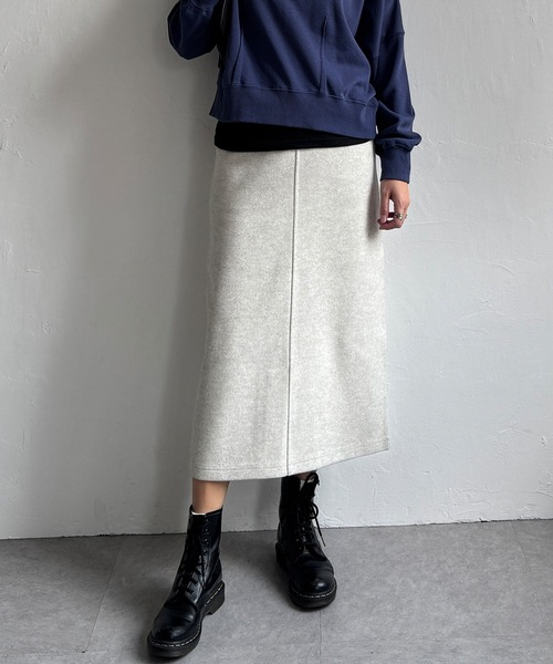 LBC(エルビーシー)の「ジャージメルトンIラインスカート(スカート・レディース・ベージュ/チャコール/グレー/カーキ・M/L)」の5枚目の写真