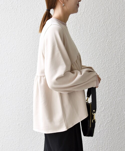 シップス エニィ（SHIPS any）/SHIPS any:〈洗濯機可能〉裏毛 バイカラー ペプラム スウェット プルオーバー SHIPS any:〈洗濯機可能〉裏毛 バイカラー ペプラム スウェット プル