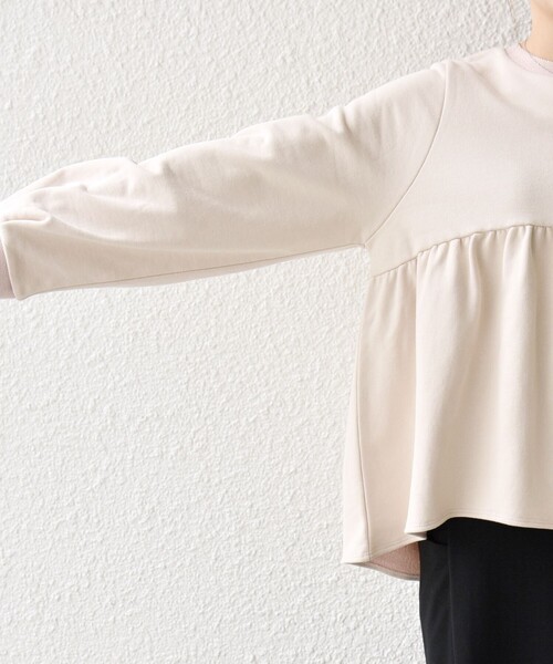 SHIPS any:〈洗濯機可能〉裏毛 バイカラー ペプラム スウェット プル