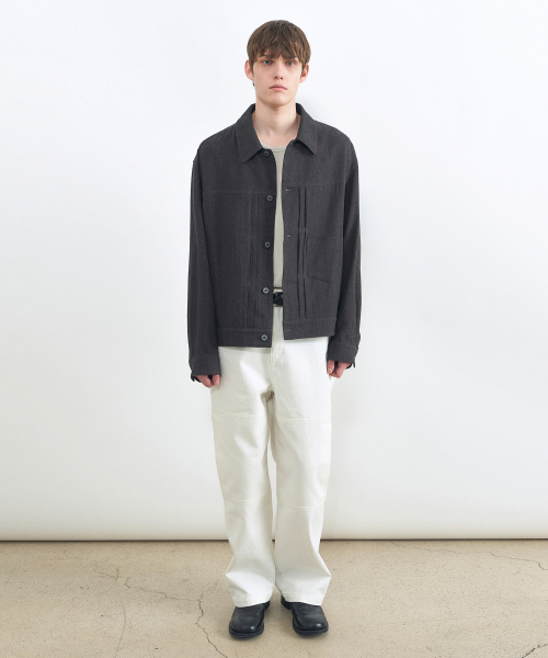 INSILENCE（インサイロンス）の「リネン トラッカージャケット MUD BLACK（デニムジャケット・レディース・その他・SMALL/MEDIUM/LARGE）」の2枚目の写真