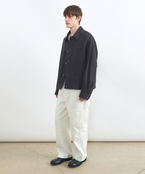 INSILENCE（インサイロンス）の「リネン トラッカージャケット MUD BLACK（デニムジャケット・レディース・その他・SMALL/MEDIUM/LARGE）」の3枚目の写真