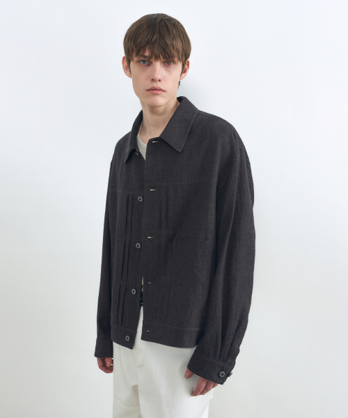 INSILENCE（インサイロンス）の「リネン トラッカージャケット MUD BLACK（デニムジャケット・レディース・その他・SMALL/MEDIUM/LARGE）」の5枚目の写真