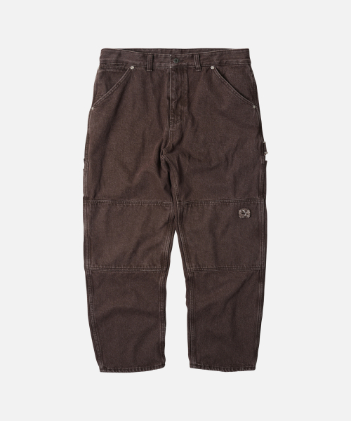 FRIZMWORKS(フリズムワークス)の「WASHED DENIM DOUBLE KNEE PANTS _ WASHED BROWN(デニムパンツ・メンズ・その他・X-LARGE/SMALL/MEDIUM/LARGE)」の1枚目の写真