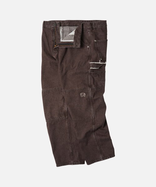 FRIZMWORKS(フリズムワークス)の「WASHED DENIM DOUBLE KNEE PANTS _ WASHED BROWN(デニムパンツ・メンズ・その他・X-LARGE/SMALL/MEDIUM/LARGE)」の2枚目の写真