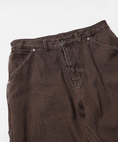 FRIZMWORKS(フリズムワークス)の「WASHED DENIM DOUBLE KNEE PANTS _ WASHED BROWN(デニムパンツ・メンズ・その他・X-LARGE/SMALL/MEDIUM/LARGE)」の4枚目の写真