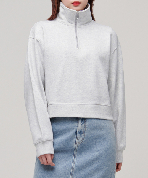 MUSINSA STANDARD WOMAN（ムシンサスタンダードウーマン）の「レディースハーフジップアップスウェットシャツ[メランジライトグレー]（スウェット・レディース・その他・SMALL/MEDIUM/LARGE/X-SMALL）」の3枚目の写真