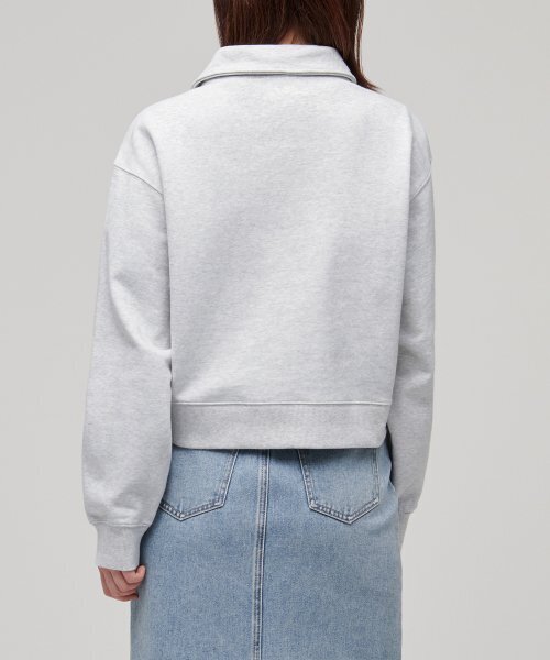 MUSINSA STANDARD WOMAN（ムシンサスタンダードウーマン）の「レディースハーフジップアップスウェットシャツ[メランジライトグレー]（スウェット・レディース・その他・SMALL/MEDIUM/LARGE/X-SMALL）」の4枚目の写真