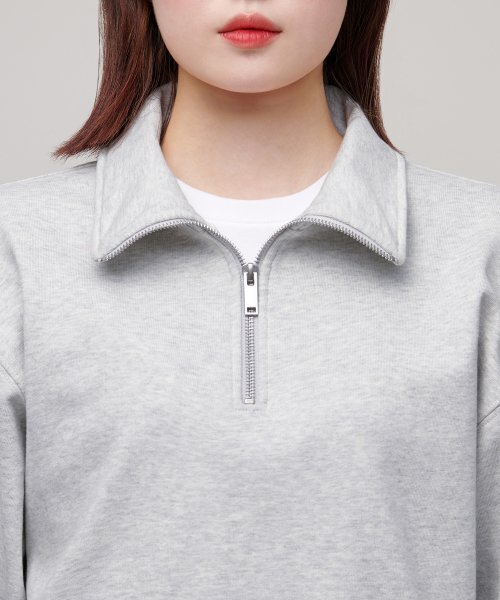 MUSINSA STANDARD WOMAN（ムシンサスタンダードウーマン）の「レディースハーフジップアップスウェットシャツ[メランジライトグレー]（スウェット・レディース・その他・SMALL/MEDIUM/LARGE/X-SMALL）」の5枚目の写真