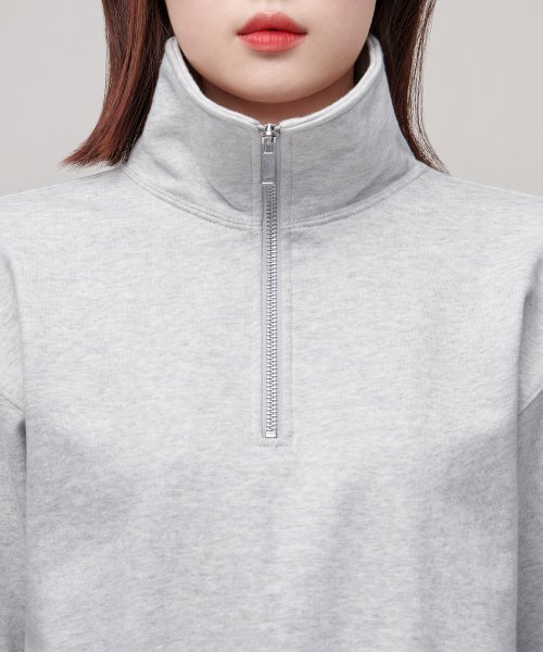 MUSINSA STANDARD WOMAN（ムシンサスタンダードウーマン）の「レディースハーフジップアップスウェットシャツ[メランジライトグレー]（スウェット・レディース・その他・SMALL/MEDIUM/LARGE/X-SMALL）」の6枚目の写真