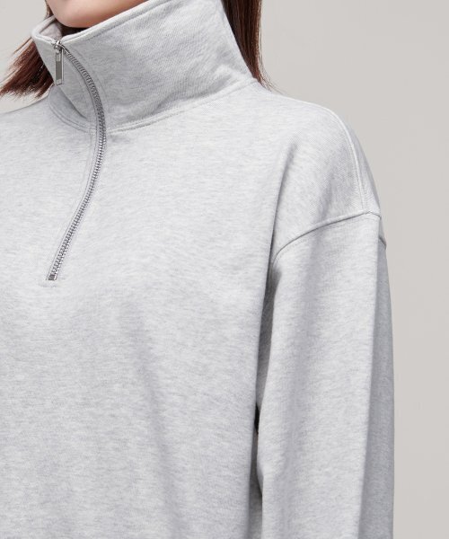 MUSINSA STANDARD WOMAN（ムシンサスタンダードウーマン）の「レディースハーフジップアップスウェットシャツ[メランジライトグレー]（スウェット・レディース・その他・SMALL/MEDIUM/LARGE/X-SMALL）」の8枚目の写真