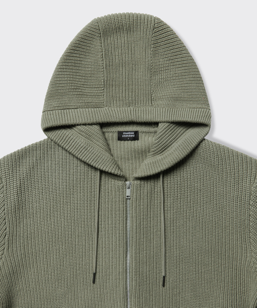 MUSINSA STANDARD（ムシンサスタンダード）の「リブニットフードパーカー[セージ]（ニット/セーター・メンズ・その他・XX-LARGE/LARGE/MEDIUM/SMALL/X-LARGE）」の4枚目の写真