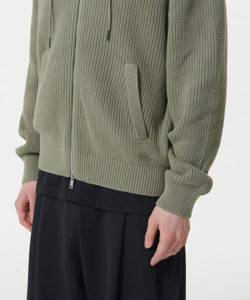 MUSINSA STANDARD（ムシンサスタンダード）の「リブニットフードパーカー[セージ]（ニット/セーター・メンズ・その他・XX-LARGE/LARGE/MEDIUM/SMALL/X-LARGE）」の6枚目の写真