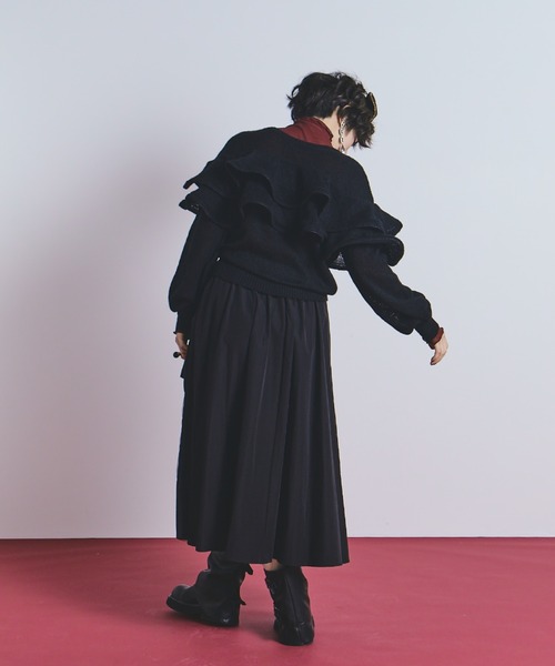 manana suerte（マニャーナスエルテ）の「モヘアライクラッフルニット（ニット/セーター・レディース・ブラック/ホワイト/レッド・FREE）」の22枚目の写真