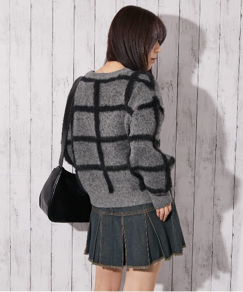 GORGE(ゴージ)の「《ふわシャギーライン》レディース チェック柄 ニット セーター ゆるシルエット 秋冬(ニット/セーター・レディース・オフホワイト/グレー/ベージュ・F)」の10枚目の写真