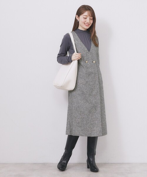 index（インデックス）の「ラップ風ツイードジャンスカ【洗濯機OK/防シワ】（ワンピース・レディース・ブラック/ブラウン系2/ブラウン系その他・36/38/40/42）」の22枚目の写真