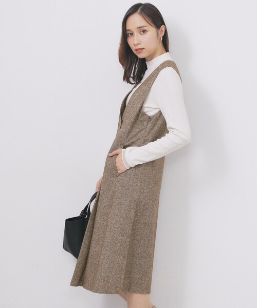 index（インデックス）の「ラップ風ツイードジャンスカ【洗濯機OK/防シワ】（ワンピース・レディース・ブラック/ブラウン系2/ブラウン系その他・36/38/40/42）」の19枚目の写真