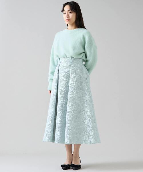 Tiara（ティアラ）の「ジャガードタックフレアスカート（スカート・レディース・グレー/ミント・3/2）」の4枚目の写真