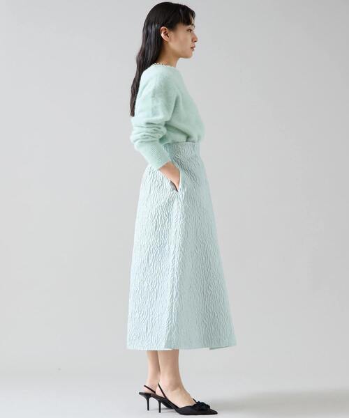 Tiara（ティアラ）の「ジャガードタックフレアスカート（スカート・レディース・グレー/ミント・3/2）」の5枚目の写真