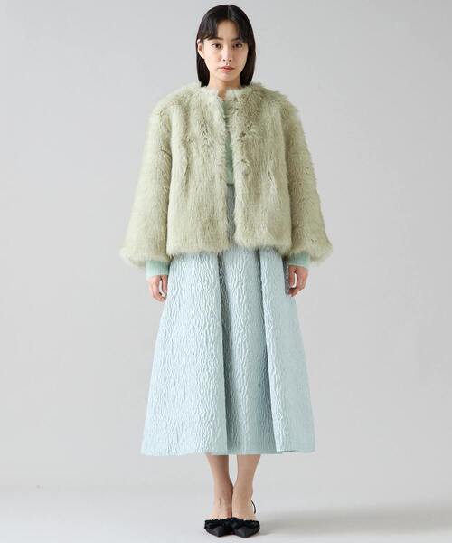 Tiara（ティアラ）の「ジャガードタックフレアスカート（スカート・レディース・グレー/ミント・3/2）」の7枚目の写真