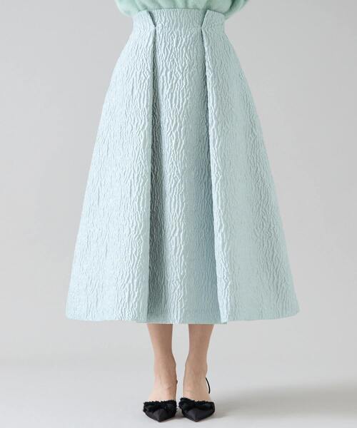 Tiara（ティアラ）の「ジャガードタックフレアスカート（スカート・レディース・グレー/ミント・3/2）」の9枚目の写真