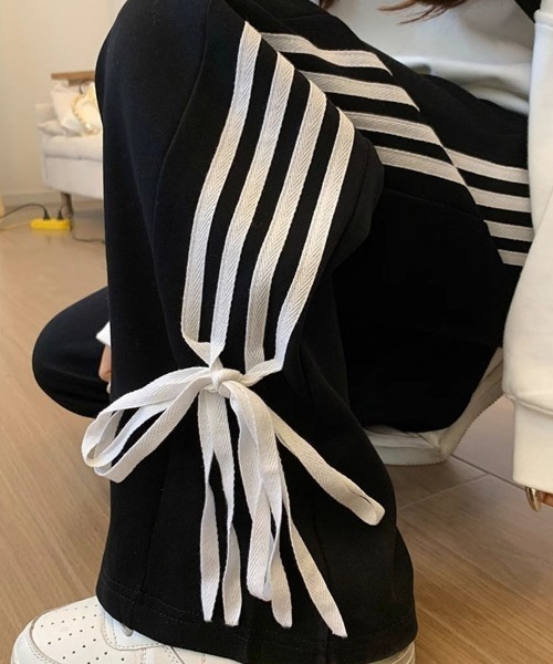 shoppinggo(ショッピングゴー)の「ラインパンツ ジョガーパンツ サイドライン カジュアル スポーツ レディース ワイドパンツ ボトムス ジャージ(その他パンツ・レディース・ライトグレー/ブラック/ピンク・M/L)」の11枚目の写真