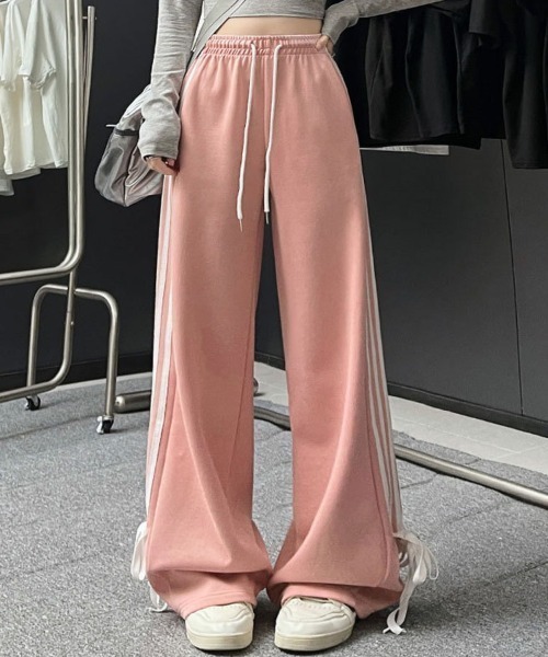 shoppinggo(ショッピングゴー)の「ラインパンツ ジョガーパンツ サイドライン カジュアル スポーツ レディース ワイドパンツ ボトムス ジャージ(その他パンツ・レディース・ライトグレー/ブラック/ピンク・M/L)」の12枚目の写真