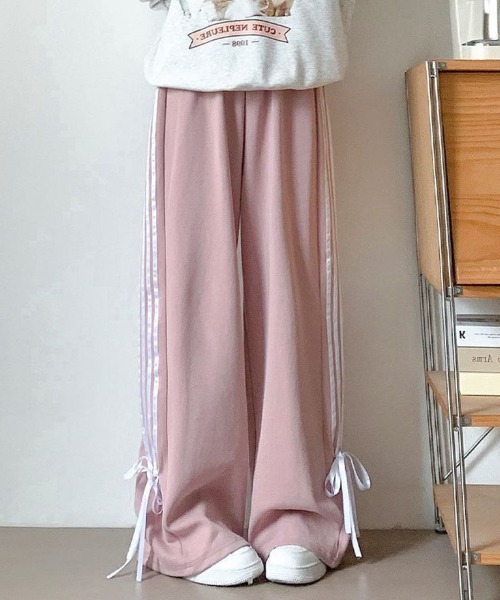 shoppinggo(ショッピングゴー)の「ラインパンツ ジョガーパンツ サイドライン カジュアル スポーツ レディース ワイドパンツ ボトムス ジャージ(その他パンツ・レディース・ライトグレー/ブラック/ピンク・M/L)」の14枚目の写真