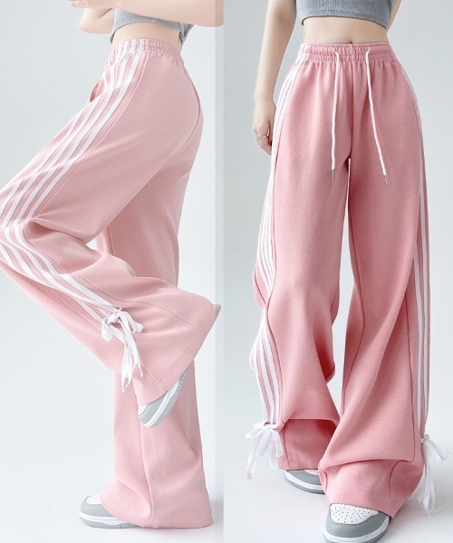 shoppinggo(ショッピングゴー)の「ラインパンツ ジョガーパンツ サイドライン カジュアル スポーツ レディース ワイドパンツ ボトムス ジャージ(その他パンツ・レディース・ライトグレー/ブラック/ピンク・M/L)」の16枚目の写真