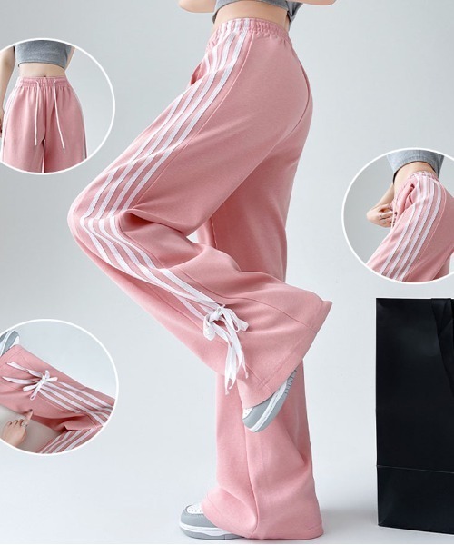 shoppinggo(ショッピングゴー)の「ラインパンツ ジョガーパンツ サイドライン カジュアル スポーツ レディース ワイドパンツ ボトムス ジャージ(その他パンツ・レディース・ライトグレー/ブラック/ピンク・M/L)」の17枚目の写真