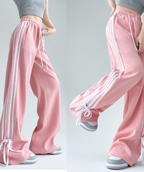 shoppinggo(ショッピングゴー)の「ラインパンツ ジョガーパンツ サイドライン カジュアル スポーツ レディース ワイドパンツ ボトムス ジャージ(その他パンツ・レディース・ライトグレー/ブラック/ピンク・M/L)」の18枚目の写真