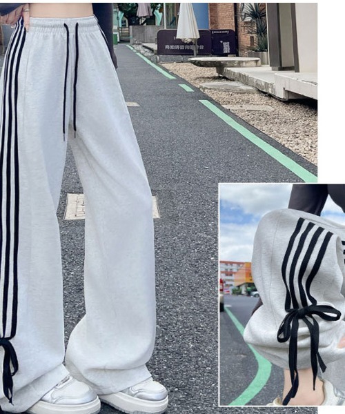 shoppinggo(ショッピングゴー)の「ラインパンツ ジョガーパンツ サイドライン カジュアル スポーツ レディース ワイドパンツ ボトムス ジャージ(その他パンツ・レディース・ライトグレー/ブラック/ピンク・M/L)」の20枚目の写真