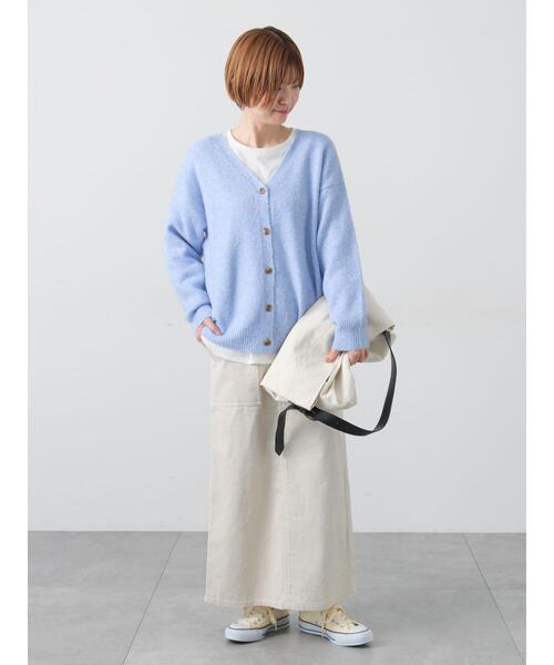 Lugnoncure（ルノンキュール）の「ウール混ふわふわVネックカーディガン（カーディガン/ボレロ・レディース・オレンジ/ベージュ/ブルー/グレー・F）」の5枚目の写真