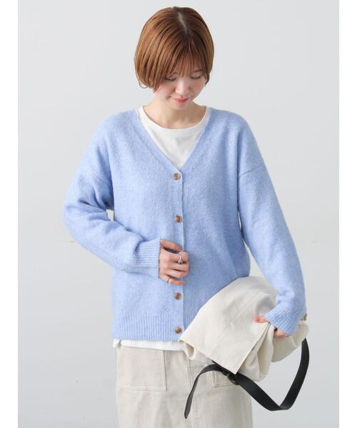 Lugnoncure（ルノンキュール）の「ウール混ふわふわVネックカーディガン（カーディガン/ボレロ・レディース・オレンジ/ベージュ/ブルー/グレー・F）」の7枚目の写真