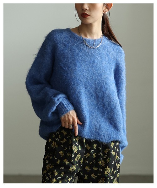 Sawa a la mode(サワアラモード)の「ソフトシャギーショートニットプルオーバー(ニット/セーター・レディース・ダークブラウン/ライトグリーン/オレンジ/ブルー・FREE)」の17枚目の写真