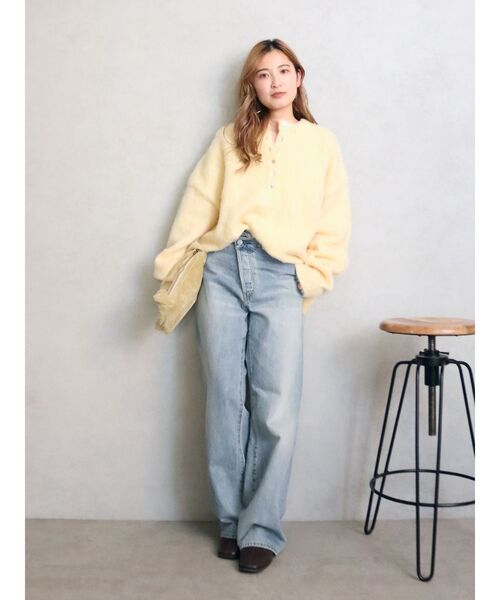 ヘンリーネック起毛ルーズニット ヘンリーネック起毛ルーズニット（ニット/セーター）｜Ungrid（アン