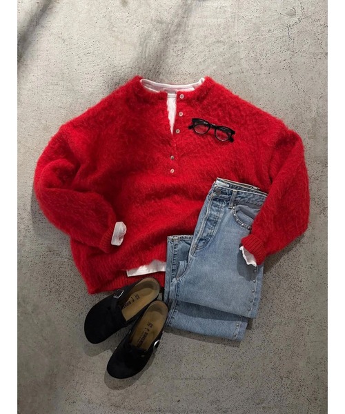 セール】ヘンリーネック起毛ルーズニット（ニット/セーター）｜Ungrid