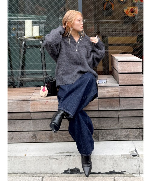 新品未使用！ungrid ヘンリーネック起毛ルーズニット Ungrid（アングリッド） ニット セーター ヘンリーネック起毛ルーズ