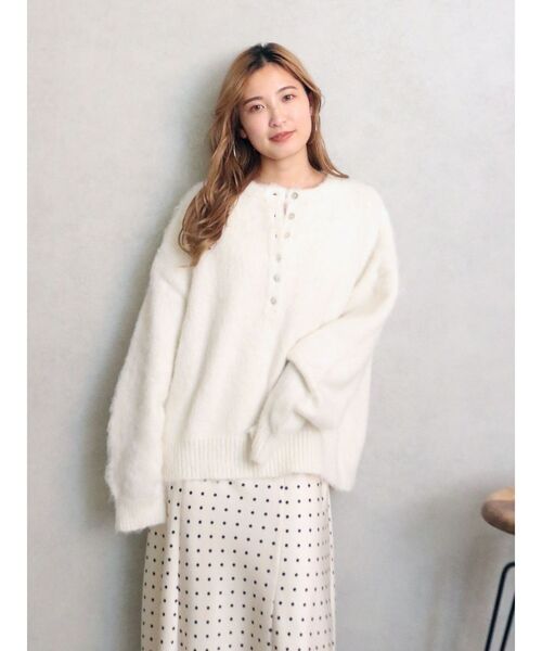 セール】ヘンリーネック起毛ルーズニット（ニット/セーター）｜Ungrid