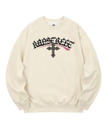 KMC0162 レタリングクロスガット 起毛 スウェットクリーム