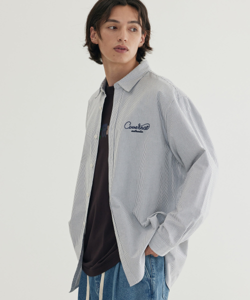 COVERNAT(カバーナット)の「オックスフォードストライプグラフィックシャツ グレー(シャツ/ブラウス・メンズ・その他・SMALL/MEDIUM/LARGE/X-LARGE)」の7枚目の写真