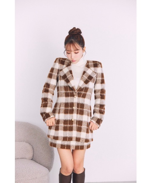 MISTREASS（ミストレアス）の「Big Plaid Jacket & Mini-Skirt（セットアップ・レディース・ブラウン・FREE）」の2枚目の写真