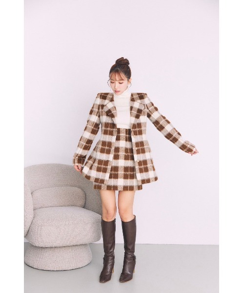 MISTREASS（ミストレアス）の「Big Plaid Jacket & Mini-Skirt（セットアップ・レディース・ブラウン・FREE）」の3枚目の写真