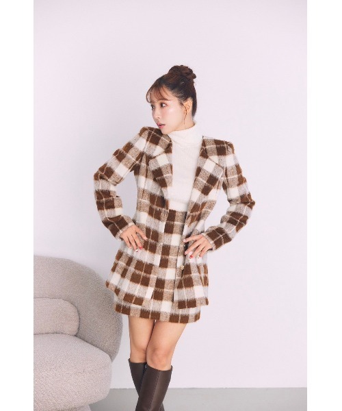 MISTREASS（ミストレアス）の「Big Plaid Jacket & Mini-Skirt（セットアップ・レディース・ブラウン・FREE）」の6枚目の写真