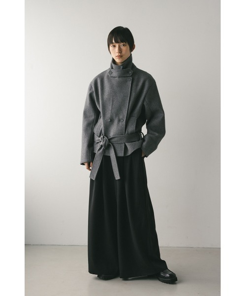 ♡美品♡　ベイジ　SAREショートコート　リバージャケット　ベルト付　定価6.4 セール】ウールベルトショートコート（その他アウター）｜STYLEMIXER