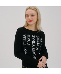 レタリングプリントスリムフィットTシャツブラック